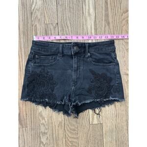 American Eagle Women's Shorts High Rise Shortie Festival Lace Cutoff Black Sz. 6